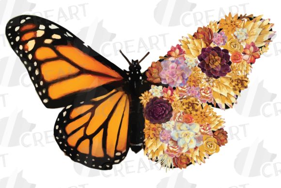 Autumn Succulent Monarch Butterfly Graphics & Print Templates