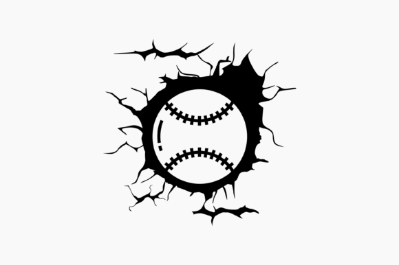 Baseball Ball Cracked Wall Graphics and Crafts
