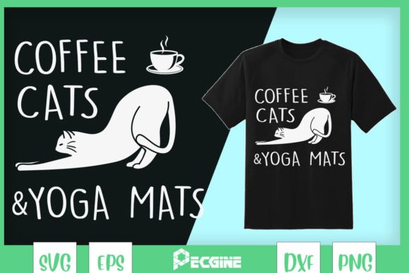 Coffee, Cats Yoga Mats Graphics & T-Shirt Designs