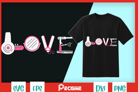 Cute Pink Hairdesser Tools Graphics for T-Shirt Designs
