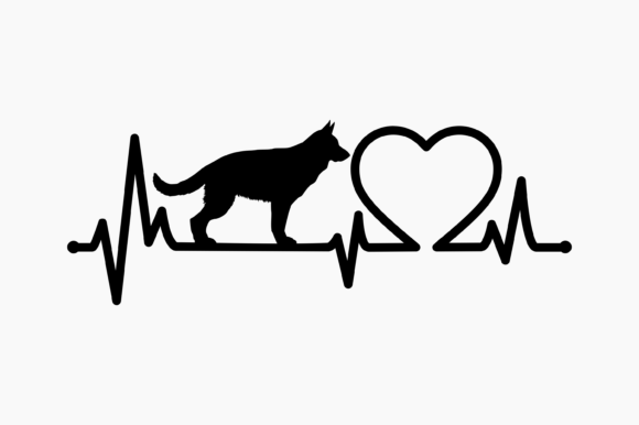 Dog German Shepherd Heartbeat Graphics for Crafts