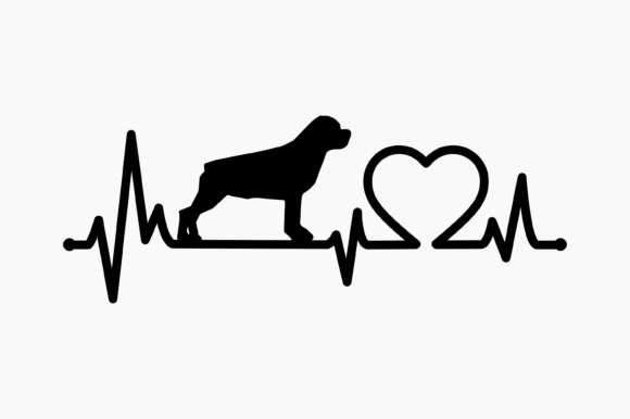 Dog Rottweiler Heartbeat Graphics for Crafts