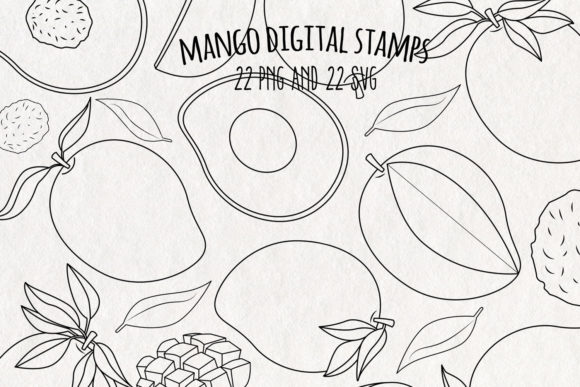 Mango Digital Stamps Set of 22: Graphics & Coloring Pages Amp