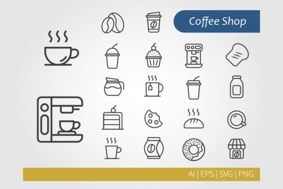 Minimalist Coffee Shop Icons Graphics