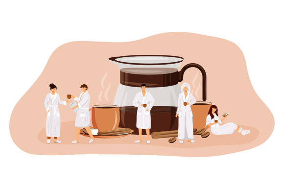 Morning Coffee Flat Concept Vector Graphics