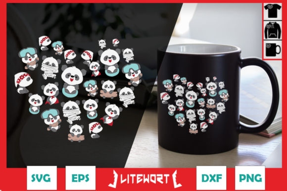 Panda Lover Heart Valentine Day Graphics for Crafts