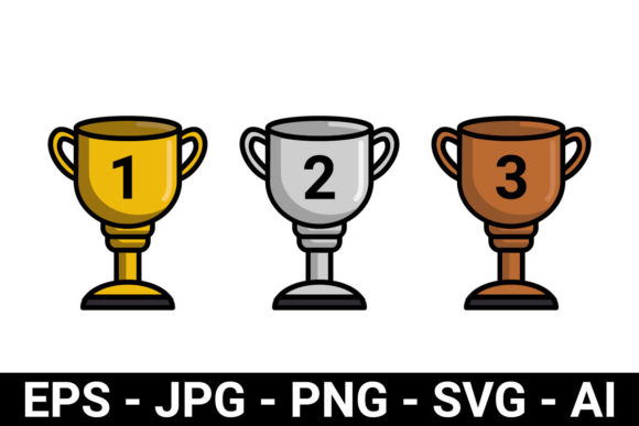 Simple Gold Silver Bronze Trophy Graphics & Icons